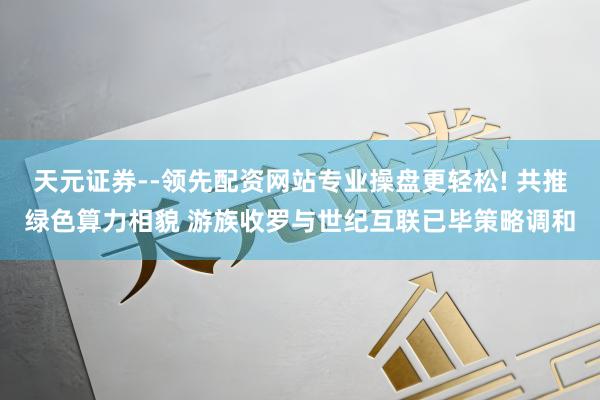 天元证券--领先配资网站专业操盘更轻松! 共推绿色算力相貌 游族收罗与世纪互联已毕策略调和